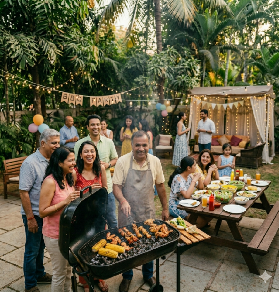 BBQ and night party event at villa